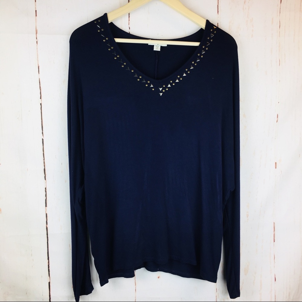 Coldwater Creek Embellished Neckline Blouse M